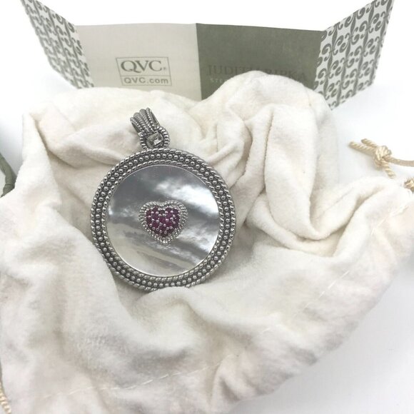 Judith Ripka Sterling Silver Mother of Pearl & Ruby Heart Pendant - Picture 4 of 10
